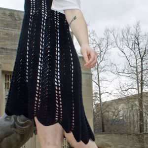 🏖AMAZING Hand knit Black Sweater Over-Dress 1970s